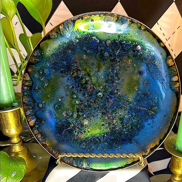 Copper Enamel Art Plate | Vibrant Hand-Fired Colors • One-of-a-Kind - Picture 7 of 13